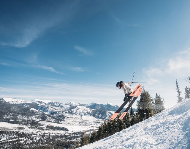 Skier jumping at Maverick Mountain